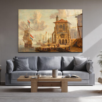 Tarihi Liman Manzarası Klasik Sanat Cam Tablo - Glazella Tarihi Liman Manzarası Klasik Sanat Cam Tablo - Glazella
