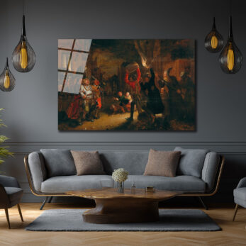 Barok Gece Sahnesi Cam Tablo - Dramatik Işıkların Dansı - Glazella Barok Gece Sahnesi Cam Tablo - Dramatik Işıkların Dansı - Glazella