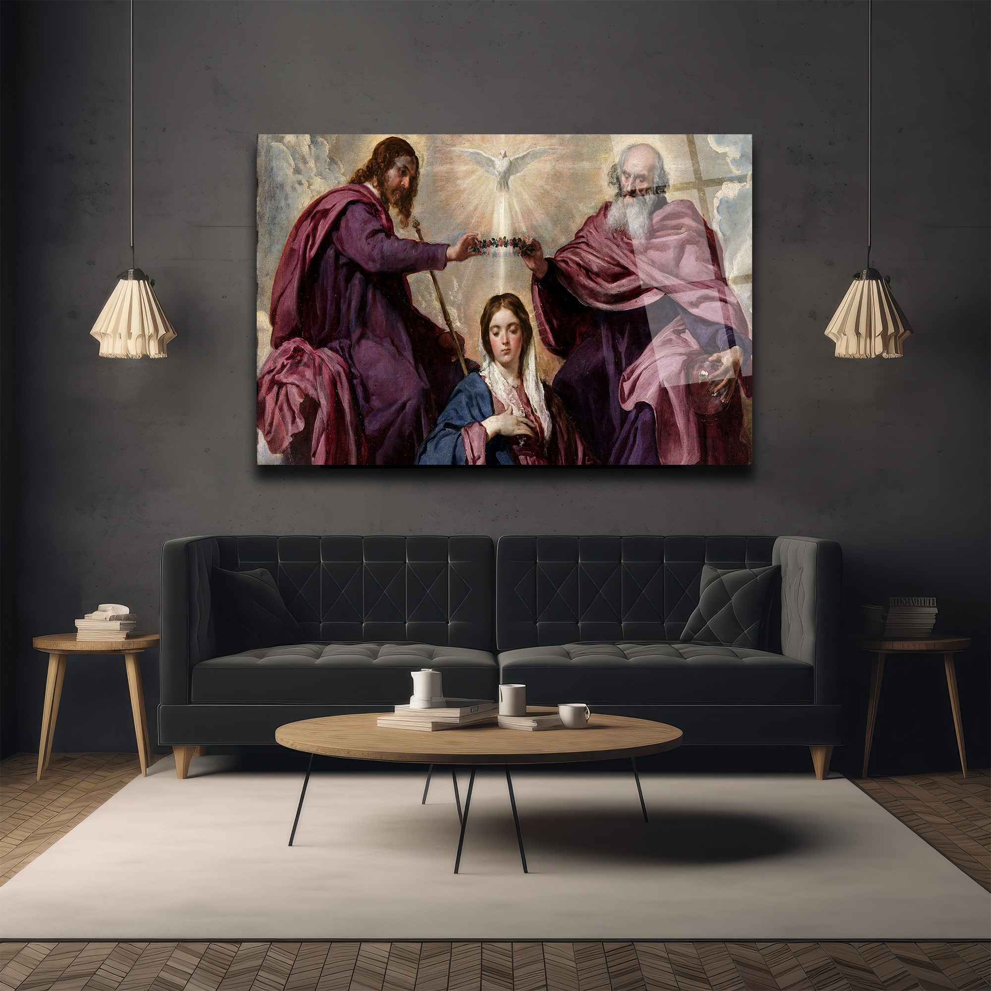 Meryem'in Taç Giymesi Klasik Sanat Cam Tablo - Glazella Meryem'in Taç Giymesi Klasik Sanat Cam Tablo - Glazella