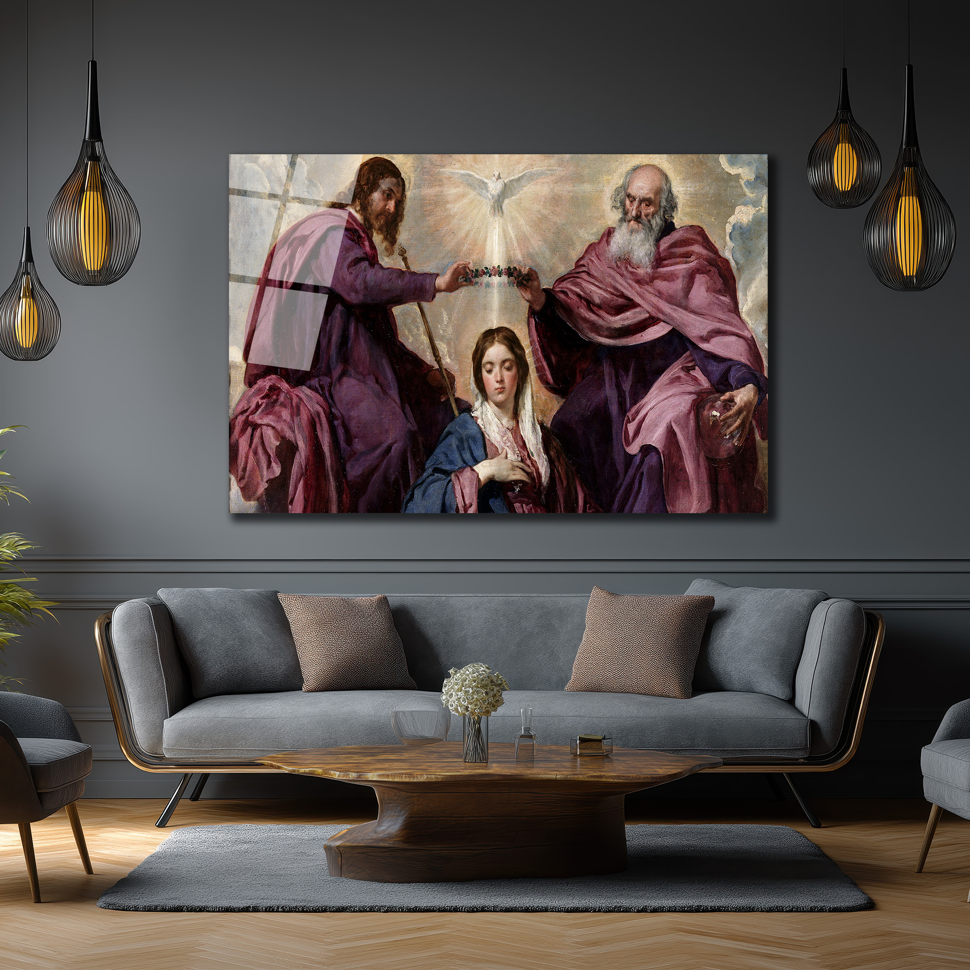 Meryem'in Taç Giymesi Klasik Sanat Cam Tablo - Glazella Meryem'in Taç Giymesi Klasik Sanat Cam Tablo - Glazella
