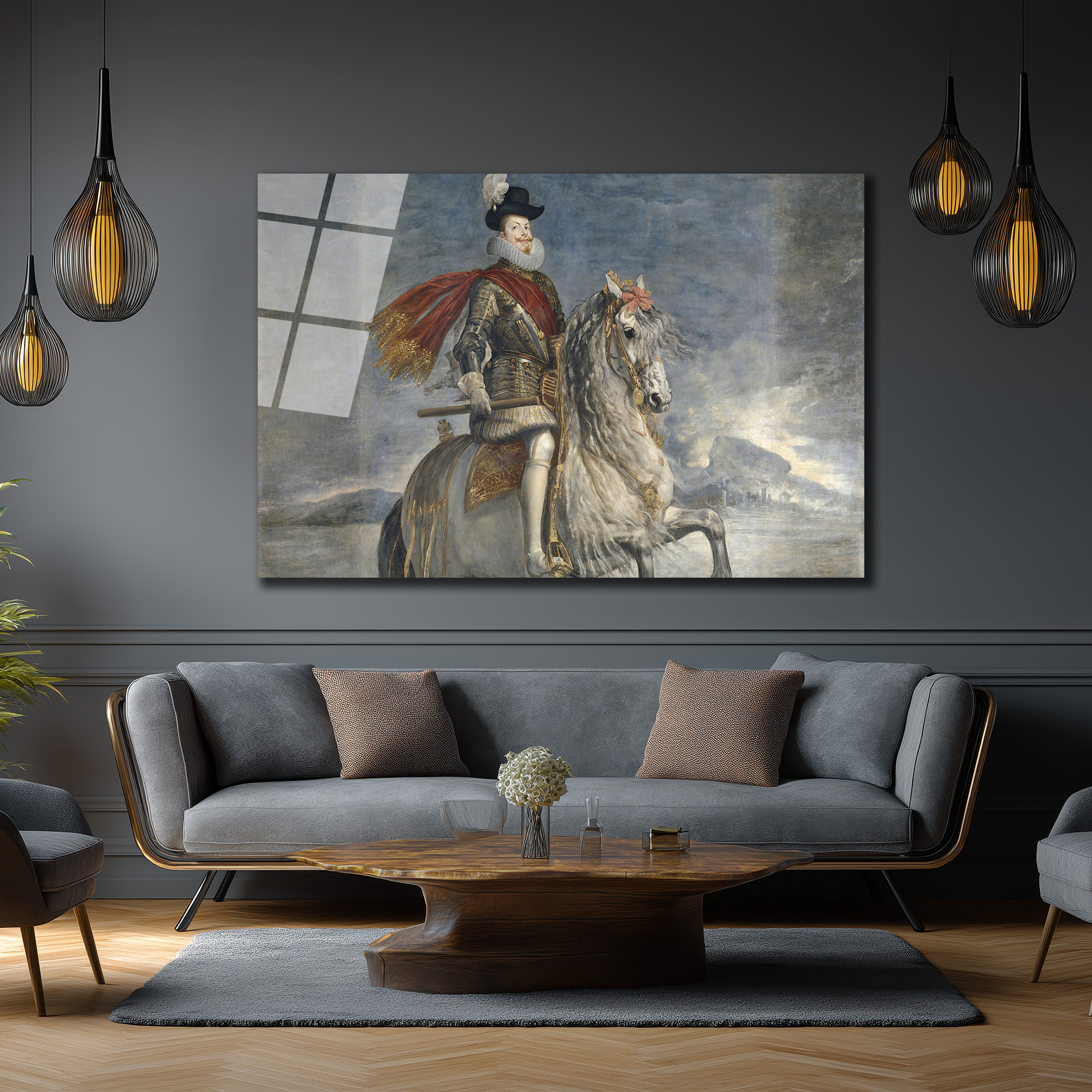 Asil Süvari Kral Portresi Cam Tablo - Tarihi Sanat Eseri - Glazella Asil Süvari Kral Portresi Cam Tablo - Tarihi Sanat Eseri - Glazella