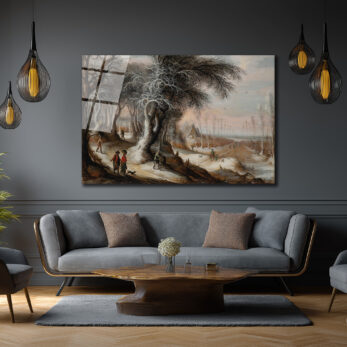 Kış Manzarası Temalı Klasik Cam Tablo - Glazella Kış Manzarası Temalı Klasik Cam Tablo - Glazella
