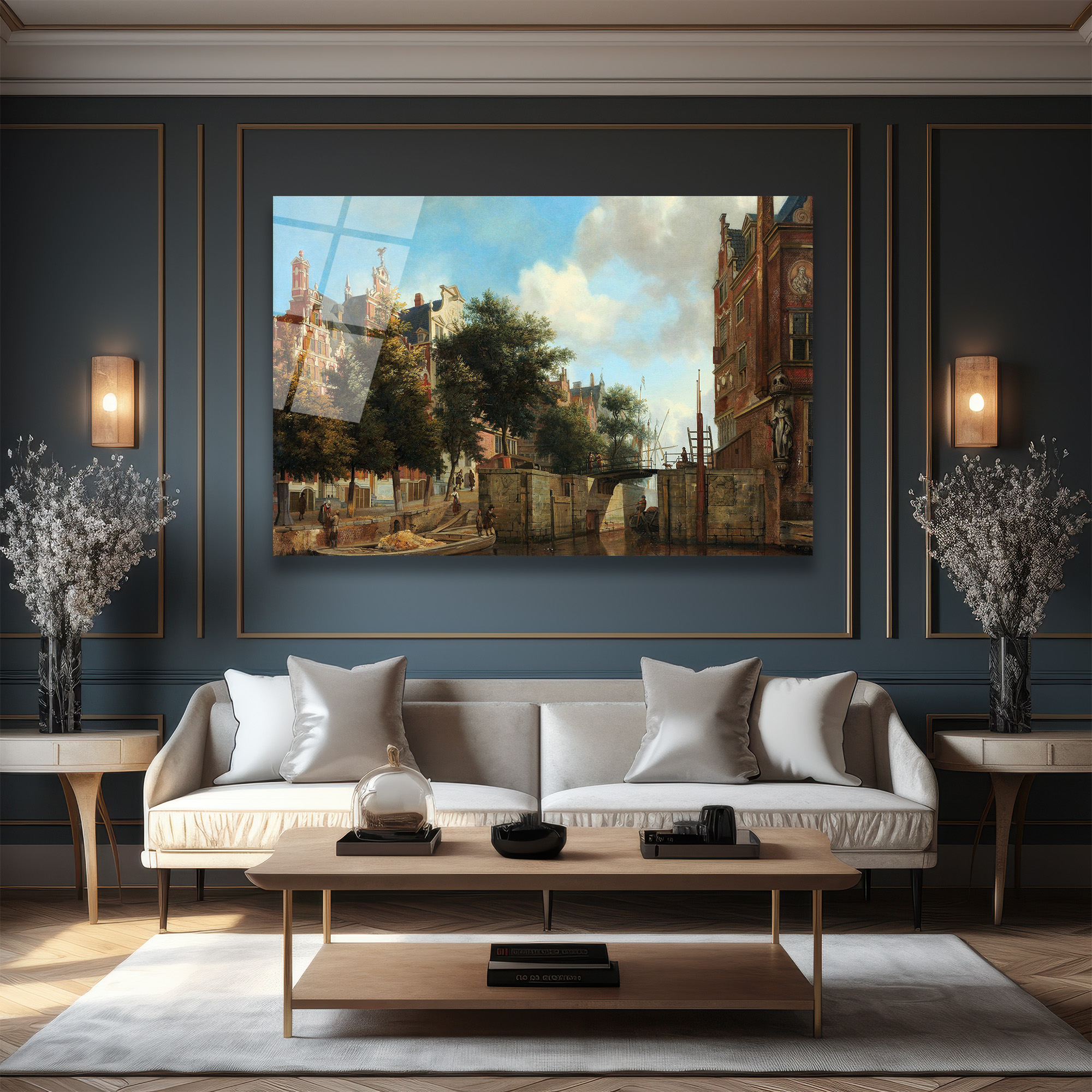 Hollanda Kanal Manzarası Klasik Sanat Cam Tablo - Glazella Hollanda Kanal Manzarası Klasik Sanat Cam Tablo - Glazella