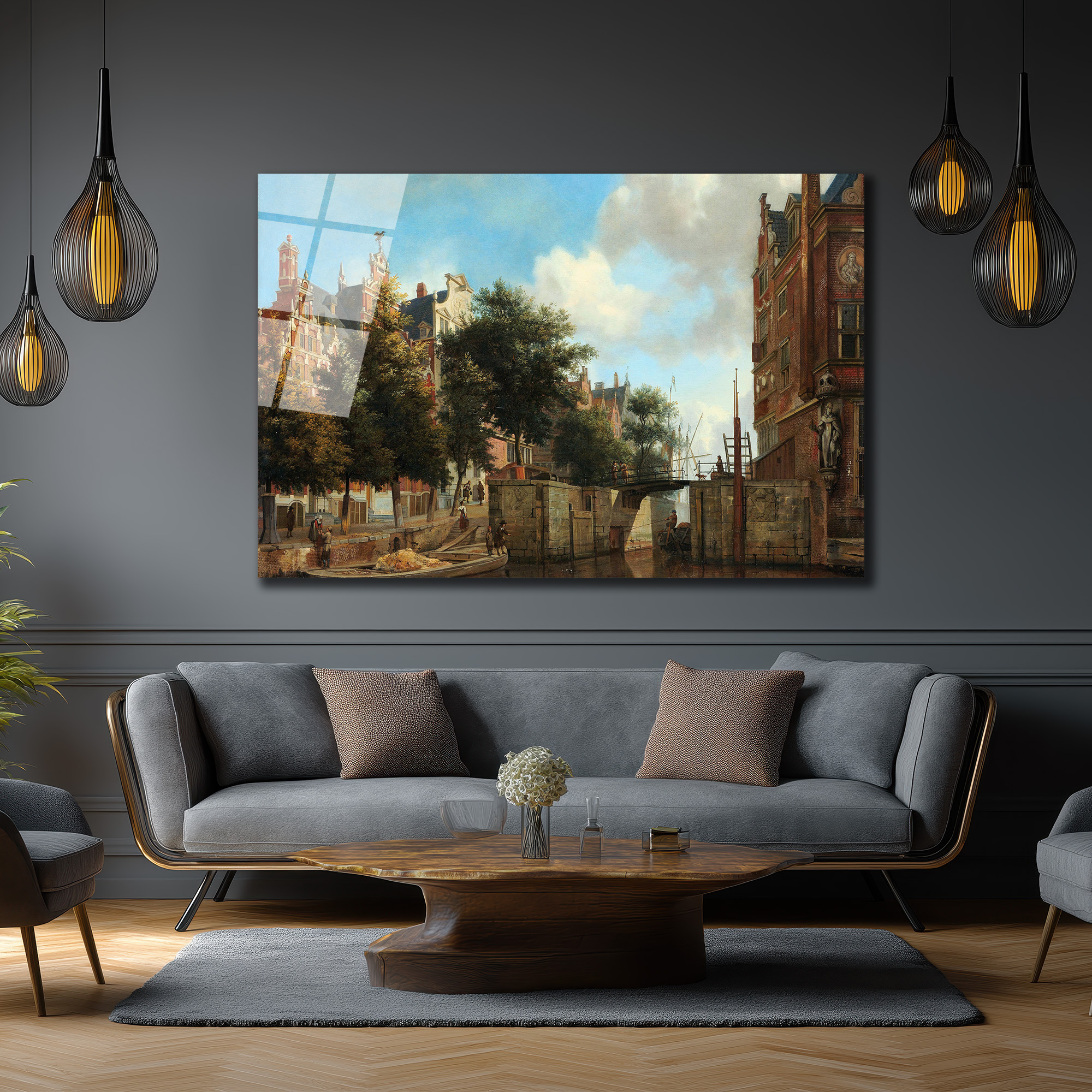 Hollanda Kanal Manzarası Klasik Sanat Cam Tablo - Glazella Hollanda Kanal Manzarası Klasik Sanat Cam Tablo - Glazella
