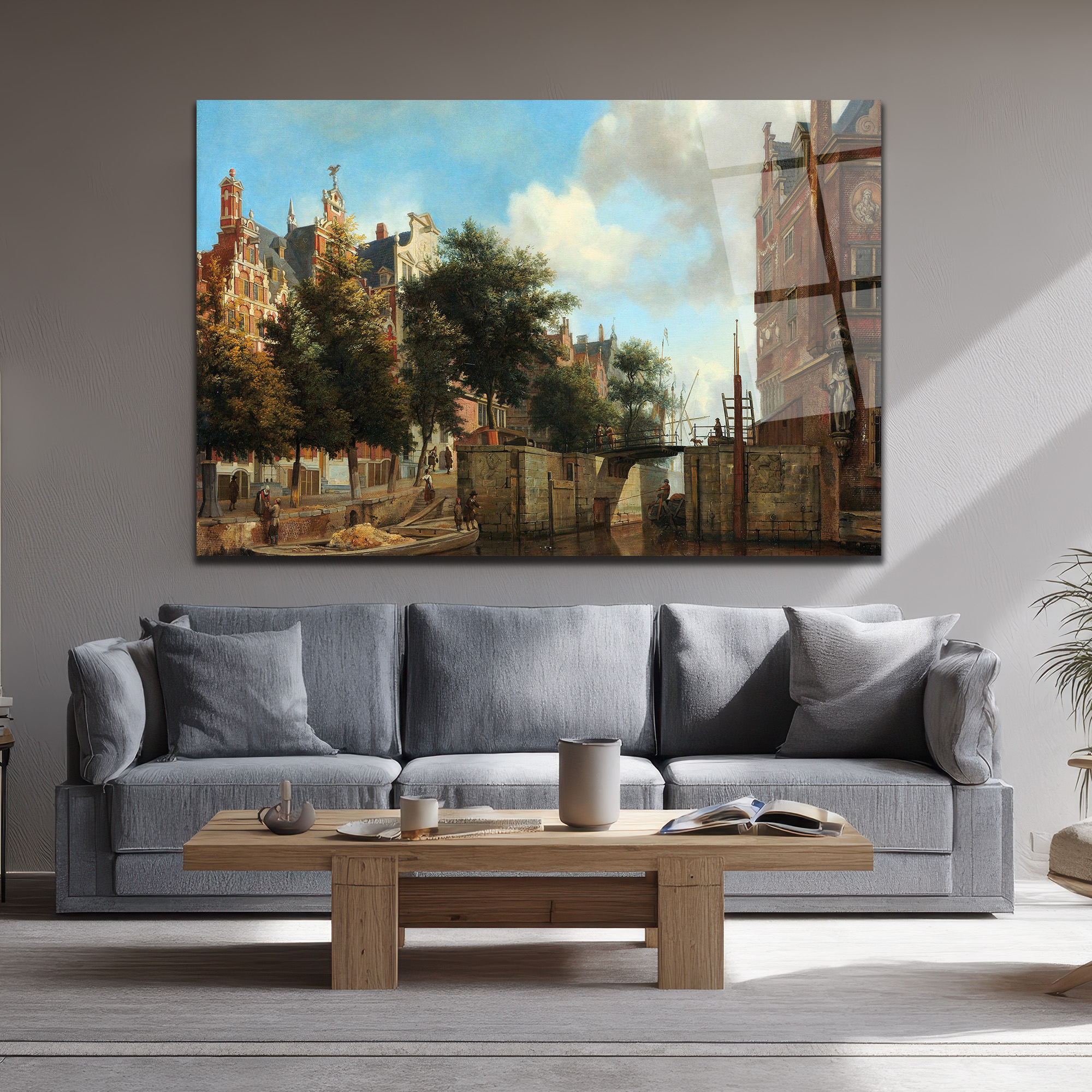Hollanda Kanal Manzarası Klasik Sanat Cam Tablo - Glazella Hollanda Kanal Manzarası Klasik Sanat Cam Tablo - Glazella