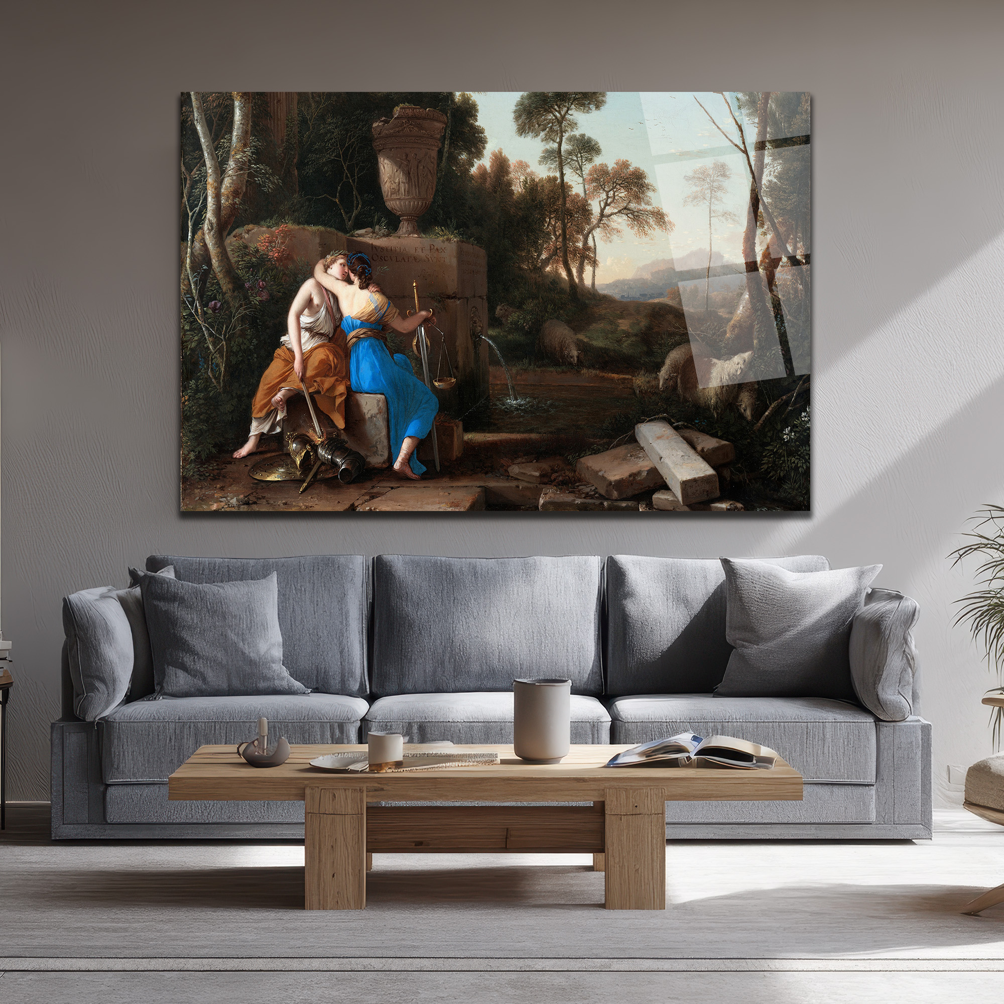Adalet ve Barışın Kucaklaşması Klasik Sanat Cam Tablo - Glazella Adalet ve Barışın Kucaklaşması Klasik Sanat Cam Tablo - Glazella