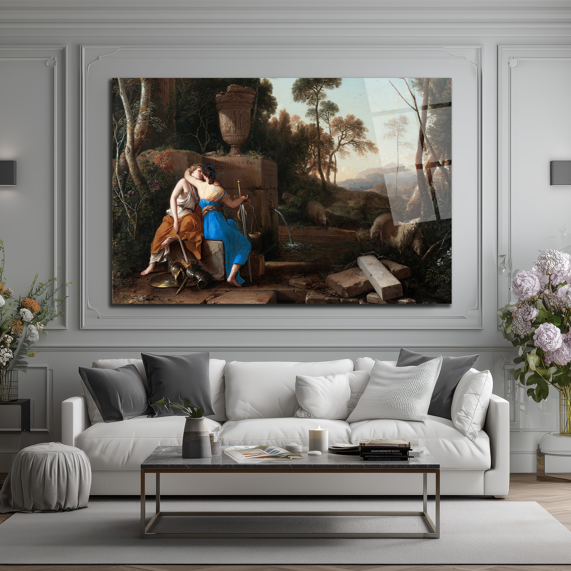 Adalet ve Barışın Kucaklaşması Klasik Sanat Cam Tablo - Glazella Adalet ve Barışın Kucaklaşması Klasik Sanat Cam Tablo - Glazella