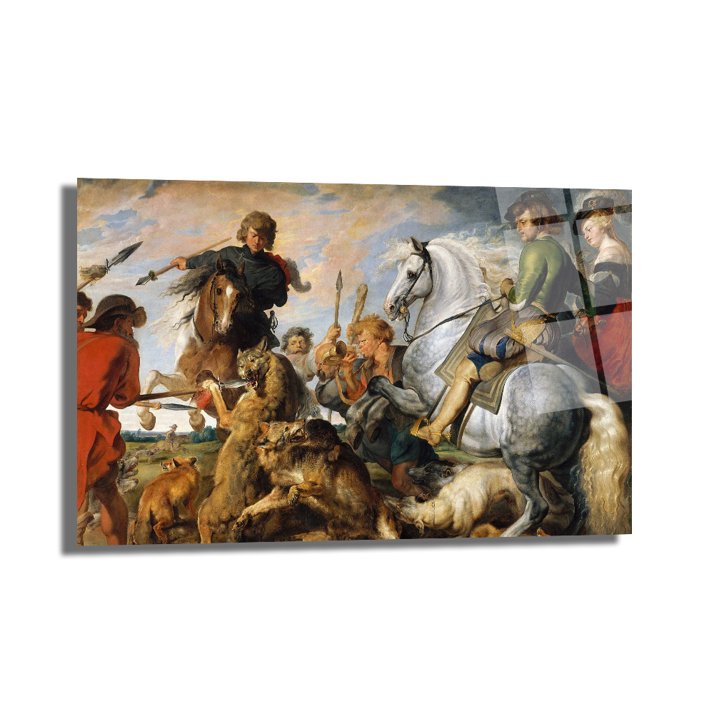 Barok Av Sahnesi: Rubens Tarzı Sanat Eseri Cam Tablo - Glazella Barok Av Sahnesi: Rubens Tarzı Sanat Eseri Cam Tablo - Glazella
