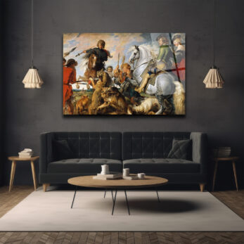 Barok Av Sahnesi: Rubens Tarzı Sanat Eseri Cam Tablo - Glazella Barok Av Sahnesi: Rubens Tarzı Sanat Eseri Cam Tablo - Glazella