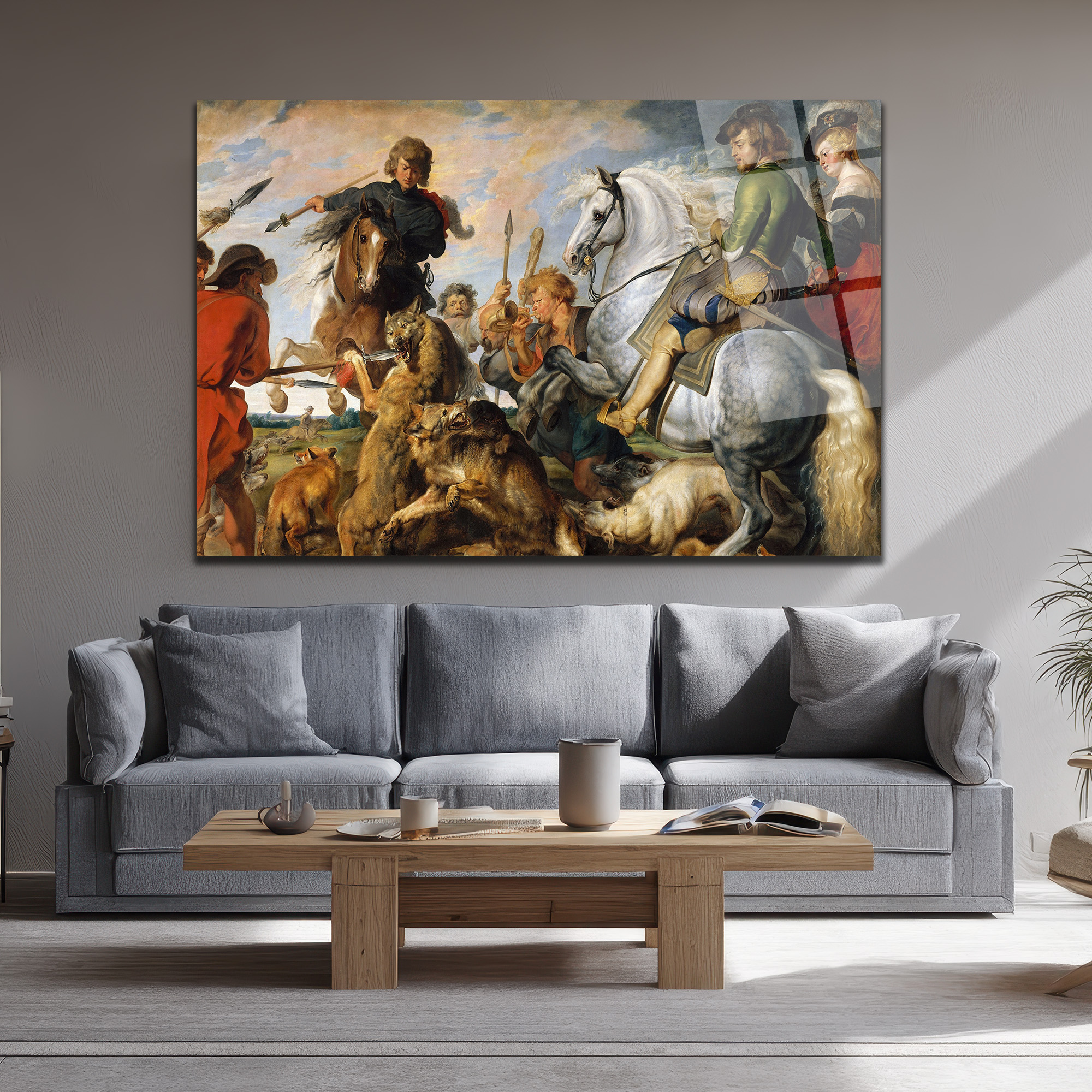 Barok Av Sahnesi: Rubens Tarzı Sanat Eseri Cam Tablo - Glazella Barok Av Sahnesi: Rubens Tarzı Sanat Eseri Cam Tablo - Glazella