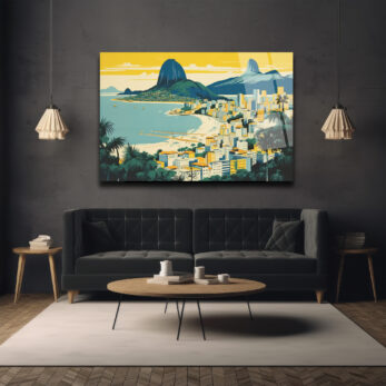 Rio Sahili Manzarası Modern Cam Tablo - Glazella