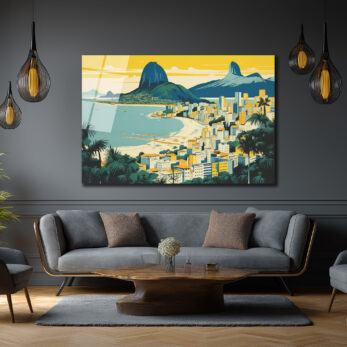 Rio Sahili Manzarası Modern Cam Tablo - Glazella