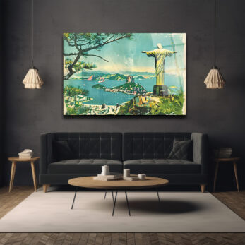 Rio de Janeiro İsa Heykeli Vintage Cam Tablo - Glazella
