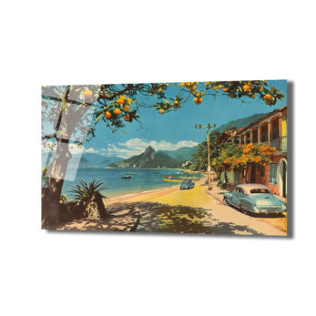 Rio Sahili Vintage Manzara Cam Tablo: Nostaljik Bir Kaçış - Glazella