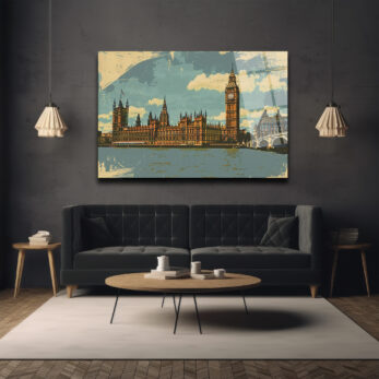 Vintage Londra Big Ben Manzarası Cam Tablo - Glazella