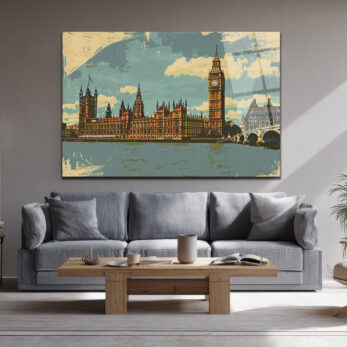 Vintage Londra Big Ben Manzarası Cam Tablo - Glazella