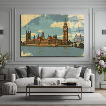 Vintage Londra Big Ben Manzarası Cam Tablo - Glazella