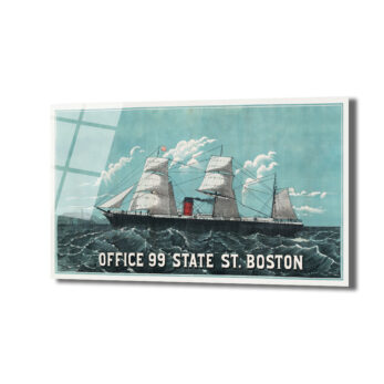 Boston Denizcilik Ruhunu Yansıtan Vintage Gemi Cam Tablo - Glazella