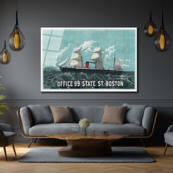 Boston Denizcilik Ruhunu Yansıtan Vintage Gemi Cam Tablo - Glazella Boston Denizcilik Ruhunu Yansıtan Vintage Gemi Cam Tablo - Glazella