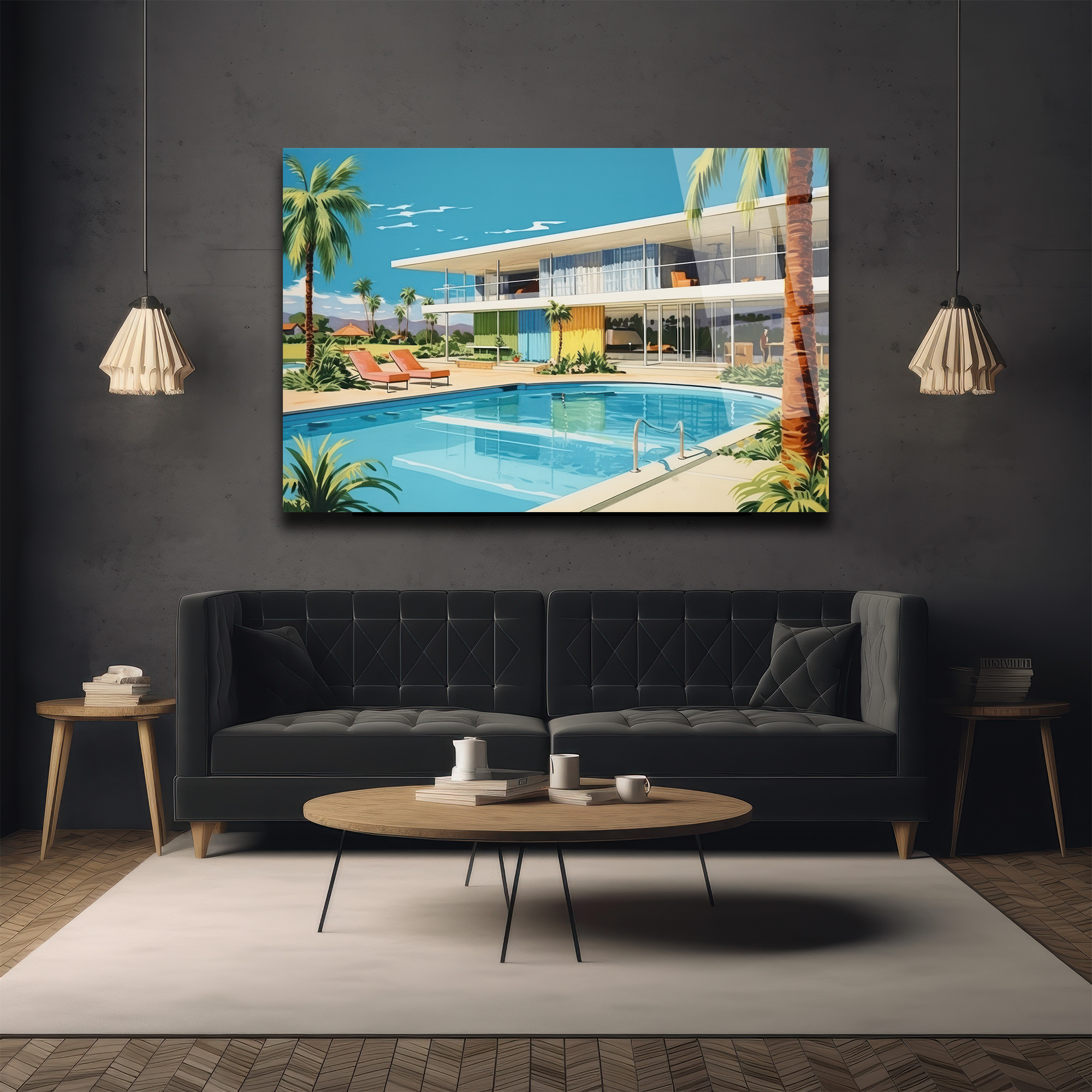 Miami Esintisi Lüks Villa Cam Tablo - Glazella Miami Esintisi Lüks Villa Cam Tablo - Glazella