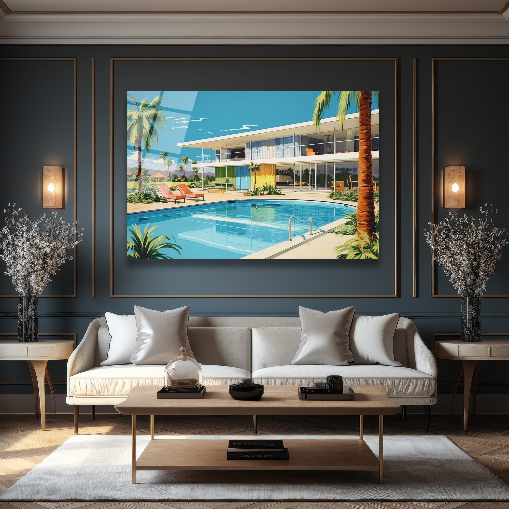 Miami Esintisi Lüks Villa Cam Tablo - Glazella Miami Esintisi Lüks Villa Cam Tablo - Glazella