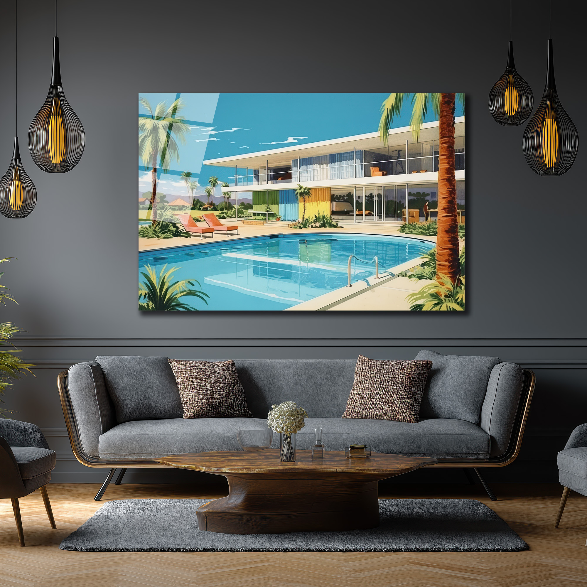 Miami Esintisi Lüks Villa Cam Tablo - Glazella Miami Esintisi Lüks Villa Cam Tablo - Glazella