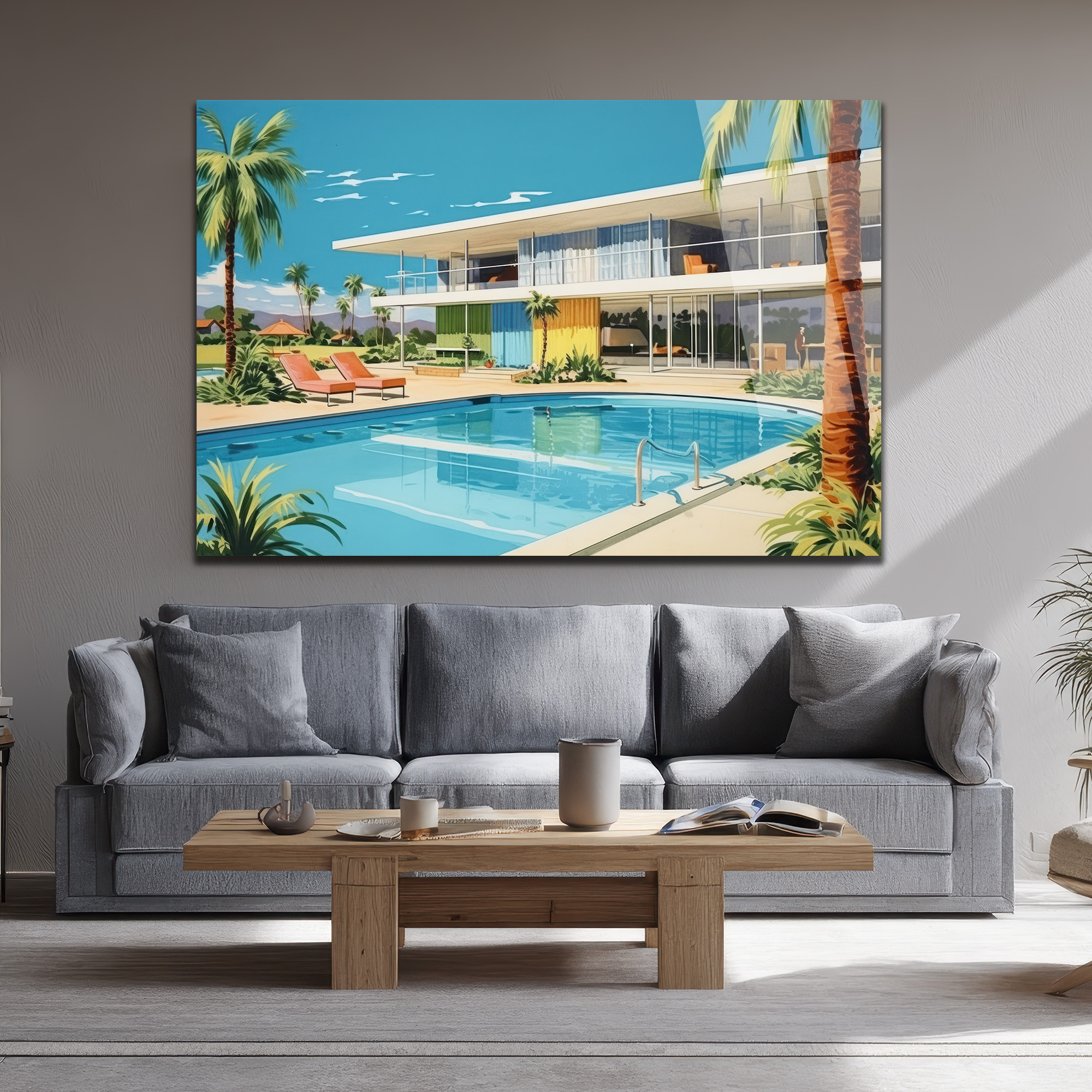 Miami Esintisi Lüks Villa Cam Tablo - Glazella Miami Esintisi Lüks Villa Cam Tablo - Glazella