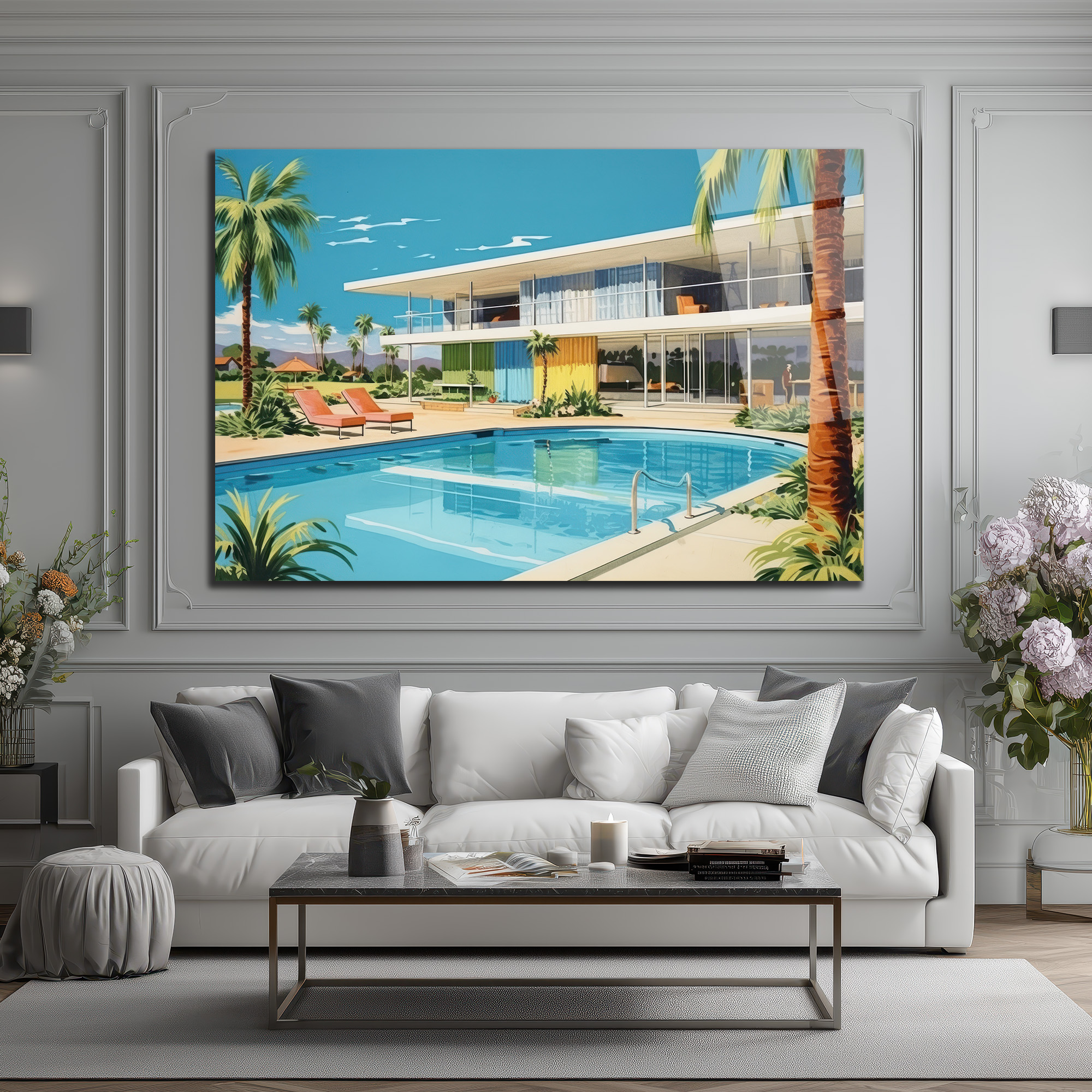 Miami Esintisi Lüks Villa Cam Tablo - Glazella Miami Esintisi Lüks Villa Cam Tablo - Glazella