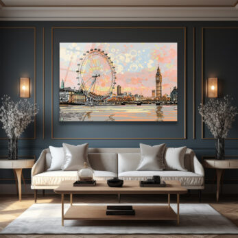 Londra Manzarası Modern Sanat Cam Tablo - Big Ben ve London Eye - Glazella Londra Manzarası Modern Sanat Cam Tablo - Big Ben ve London Eye - Glazella