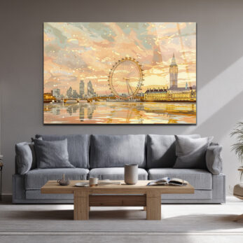 Londra Gün Batımı Manzarası Modern Cam Tablo - Glazella Londra Gün Batımı Manzarası Modern Cam Tablo - Glazella