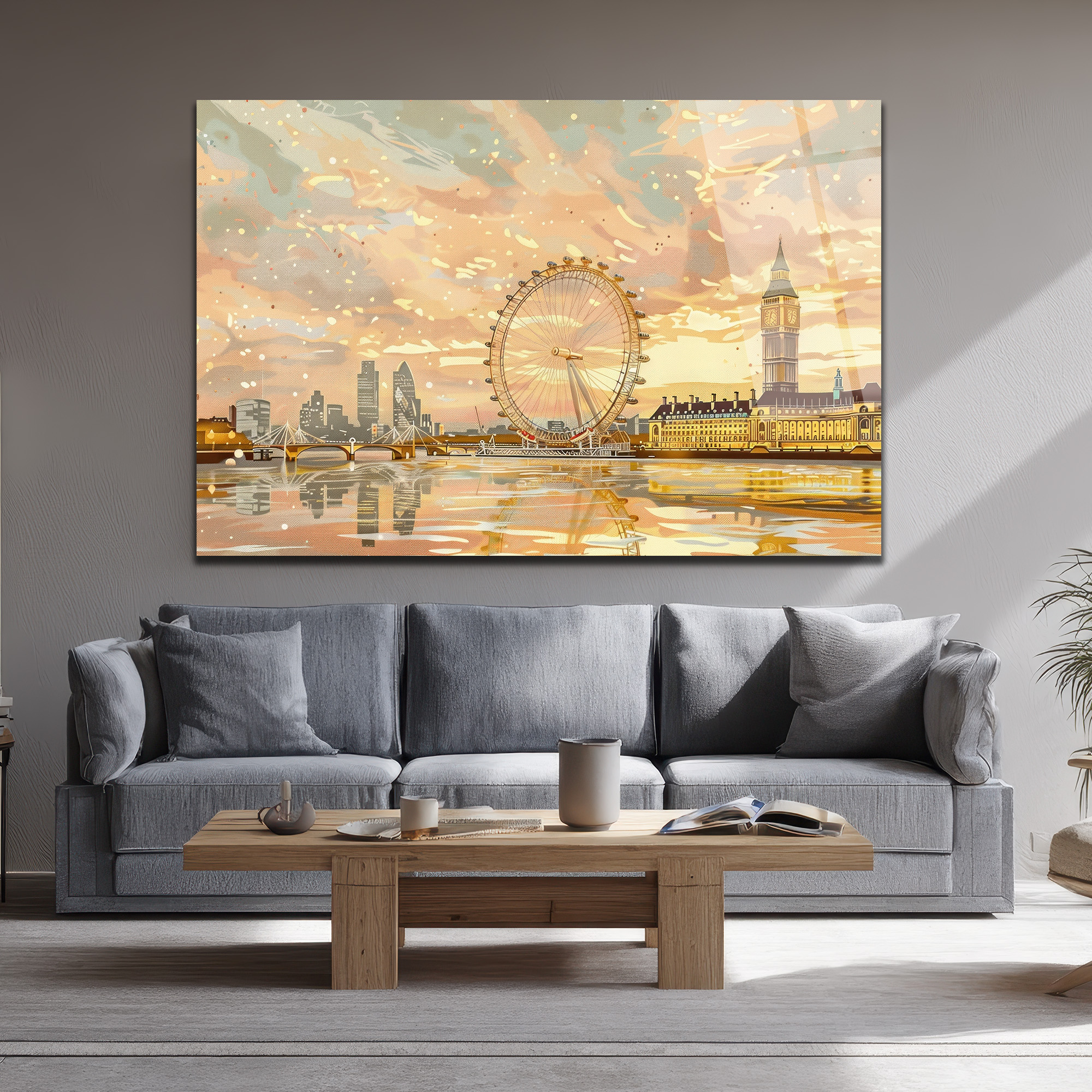 Londra Gün Batımı Manzarası Modern Cam Tablo - Glazella Londra Gün Batımı Manzarası Modern Cam Tablo - Glazella