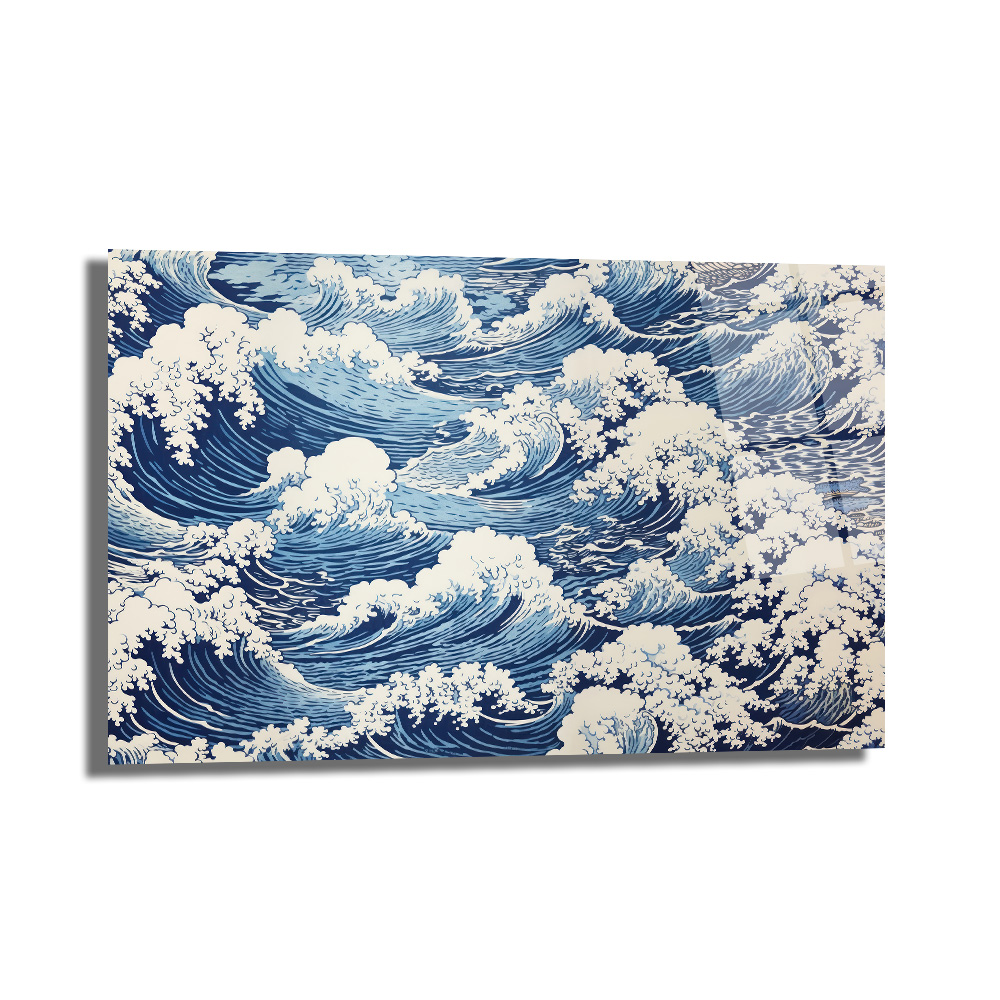 Büyük Dalga Ukiyo-e Japon Sanatı Cam Tablo - Glazella Büyük Dalga Ukiyo-e Japon Sanatı Cam Tablo - Glazella