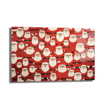 Neşeli Noel Babalar Desenli Premium Cam Tablo - Glazella Neşeli Noel Babalar Desenli Premium Cam Tablo - Glazella