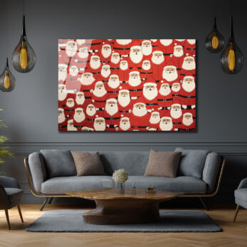 Neşeli Noel Babalar Desenli Premium Cam Tablo - Glazella Neşeli Noel Babalar Desenli Premium Cam Tablo - Glazella
