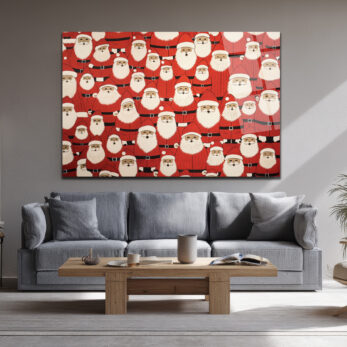 Neşeli Noel Babalar Desenli Premium Cam Tablo - Glazella Neşeli Noel Babalar Desenli Premium Cam Tablo - Glazella