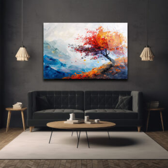 Rüzgarda Dans Eden Renkli Ağaç Cam Tablo - Glazella Rüzgarda Dans Eden Renkli Ağaç Cam Tablo - Glazella