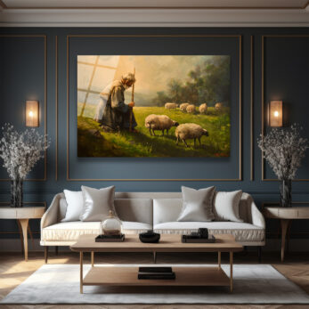 Çoban ve Sürü Cam Tablo - Huzurlu Pastoral Sanat - Glazella