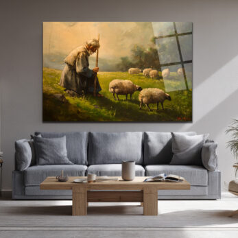 Çoban ve Sürü Cam Tablo - Huzurlu Pastoral Sanat - Glazella