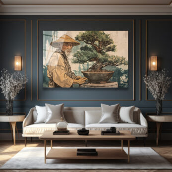 Bonsai Ustası ve Sakin Dünya Cam Tablo - Glazella Bonsai Ustası ve Sakin Dünya Cam Tablo - Glazella
