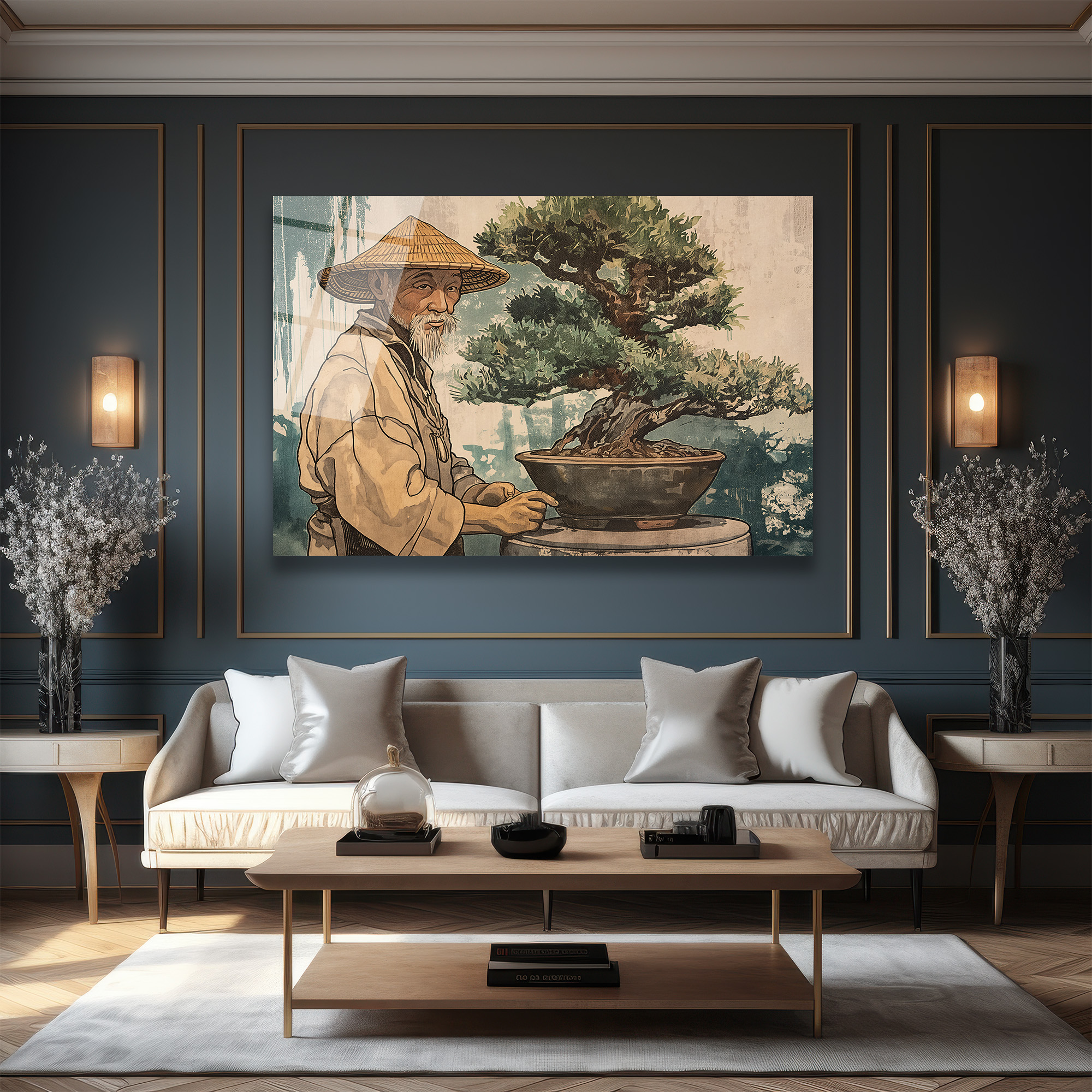 Bonsai Ustası ve Sakin Dünya Cam Tablo - Glazella Bonsai Ustası ve Sakin Dünya Cam Tablo - Glazella