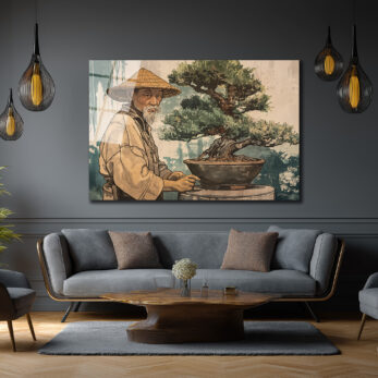 Bonsai Ustası ve Sakin Dünya Cam Tablo - Glazella Bonsai Ustası ve Sakin Dünya Cam Tablo - Glazella