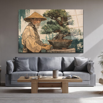 Bonsai Ustası ve Sakin Dünya Cam Tablo - Glazella Bonsai Ustası ve Sakin Dünya Cam Tablo - Glazella