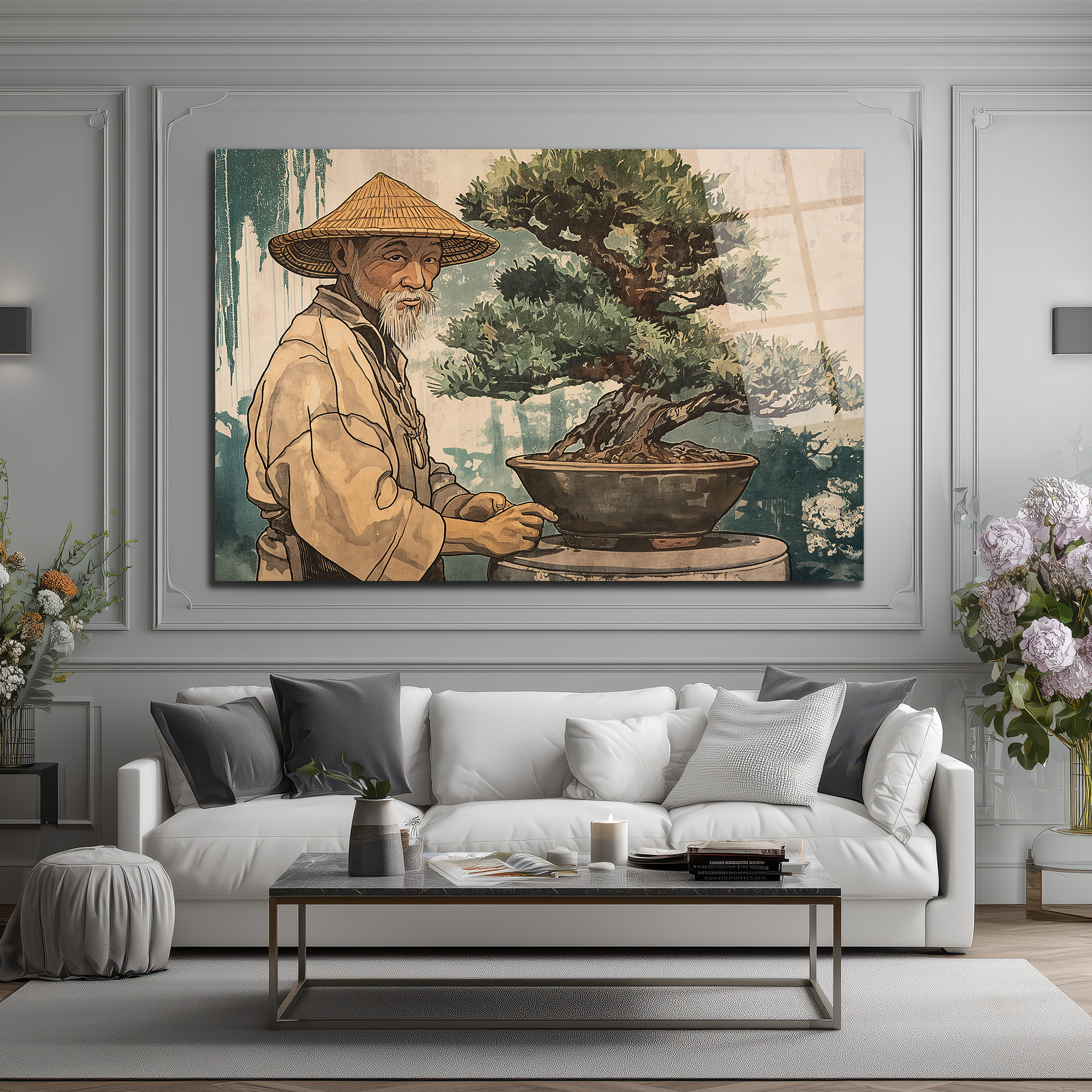 Bonsai Ustası ve Sakin Dünya Cam Tablo - Glazella Bonsai Ustası ve Sakin Dünya Cam Tablo - Glazella