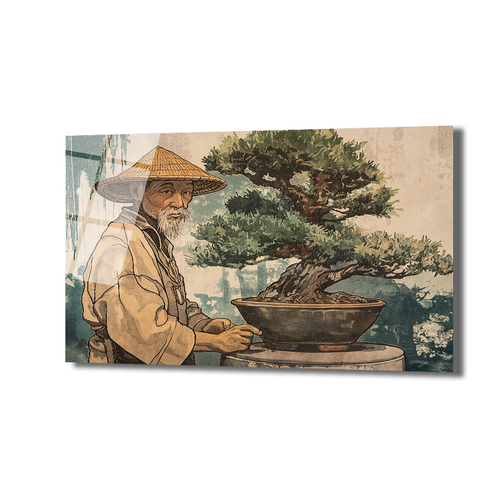 Bonsai Ustası ve Sakin Dünya Cam Tablo - Glazella Bonsai Ustası ve Sakin Dünya Cam Tablo - Glazella