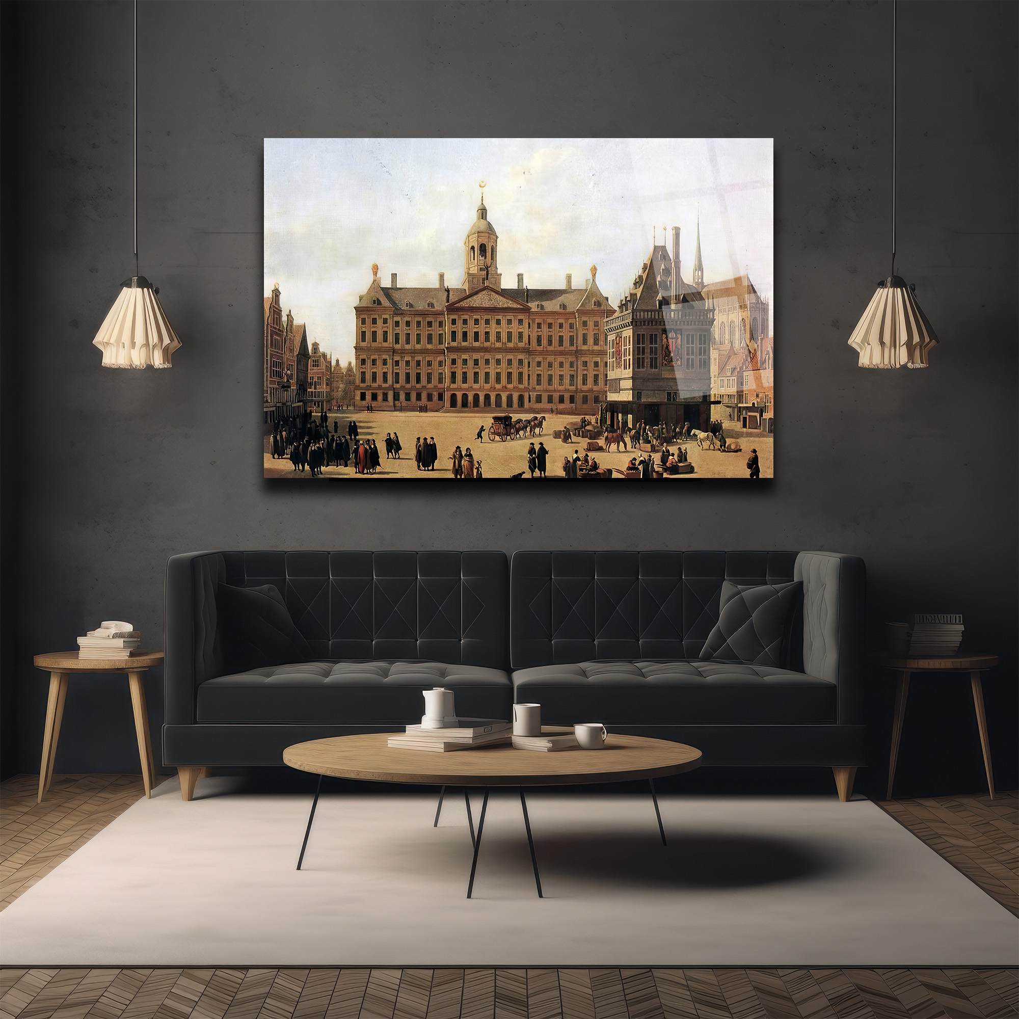 Amsterdam Dam Meydanı Tarihi Cam Tablo - Glazella Amsterdam Dam Meydanı Tarihi Cam Tablo - Glazella