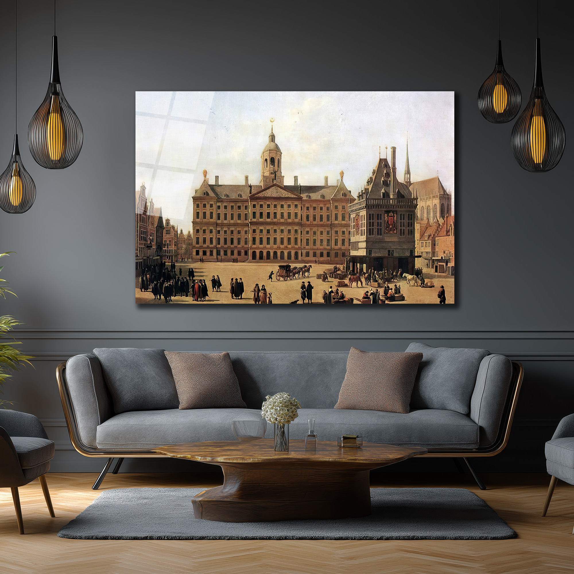 Amsterdam Dam Meydanı Tarihi Cam Tablo - Glazella Amsterdam Dam Meydanı Tarihi Cam Tablo - Glazella