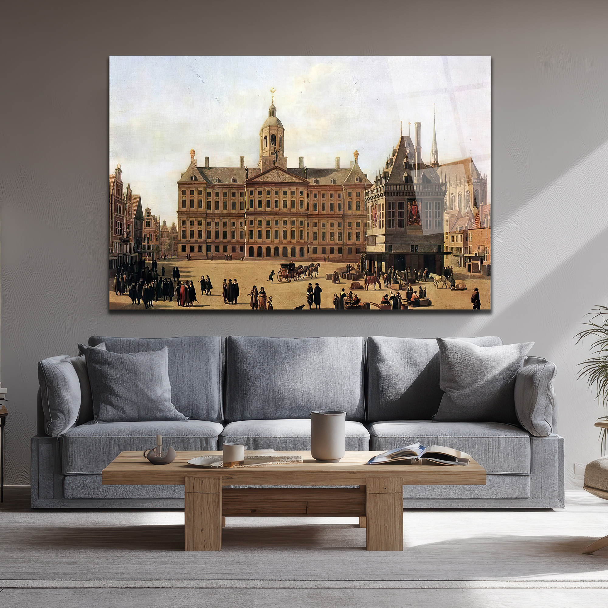 Amsterdam Dam Meydanı Tarihi Cam Tablo - Glazella Amsterdam Dam Meydanı Tarihi Cam Tablo - Glazella