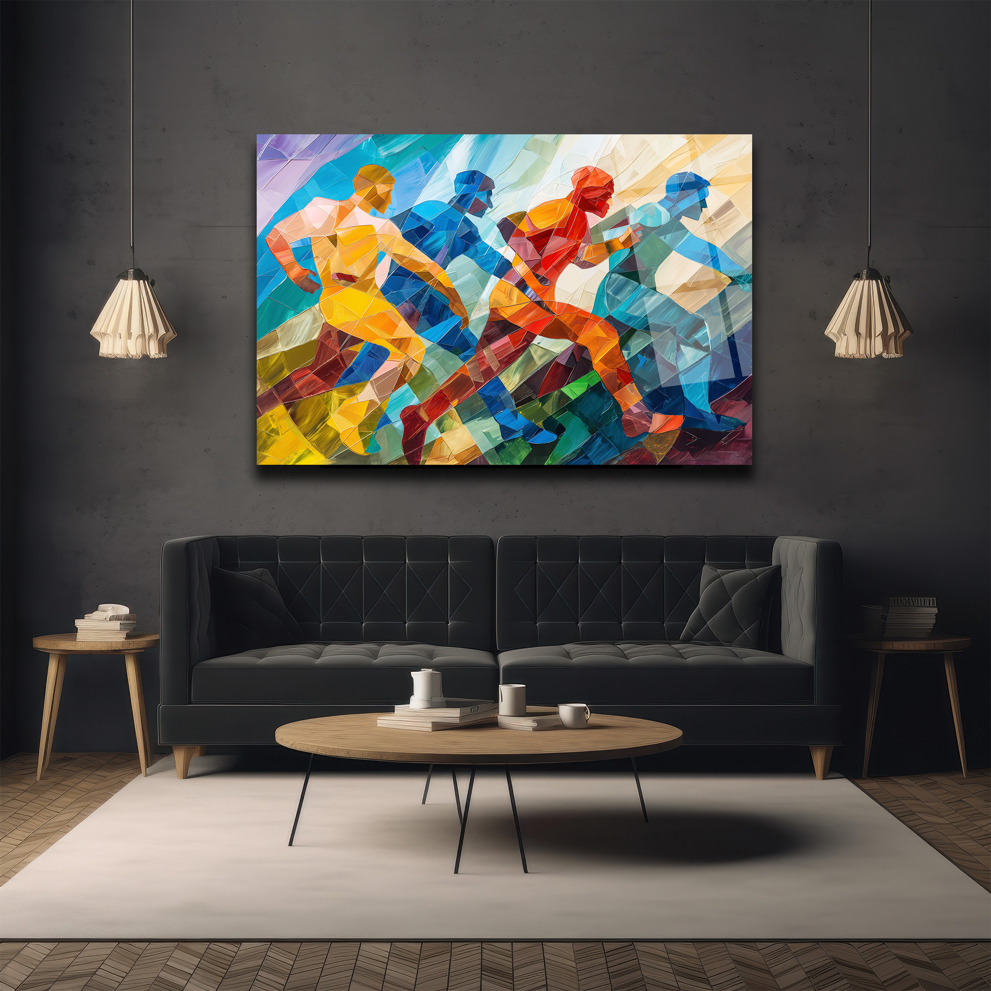 Dinamik Koşucular Modern Sanat Cam Tablo - Enerji ve Hız - Glazella Dinamik Koşucular Modern Sanat Cam Tablo - Enerji ve Hız - Glazella
