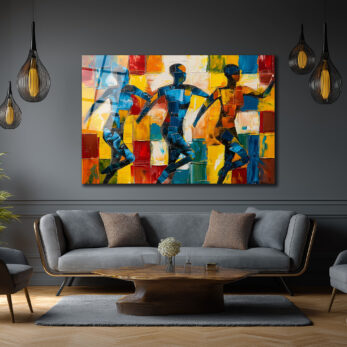 Enerjik Adımlar: Modern Sanat Cam Tablo - Glazella