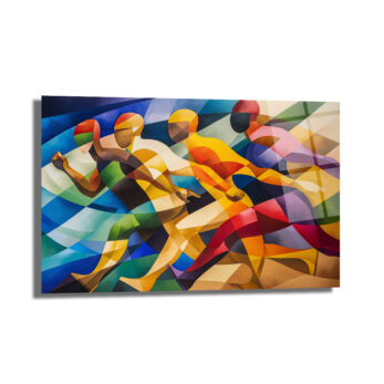 Dinamik Koşucular Modern Sanat Cam Tablo - Glazella